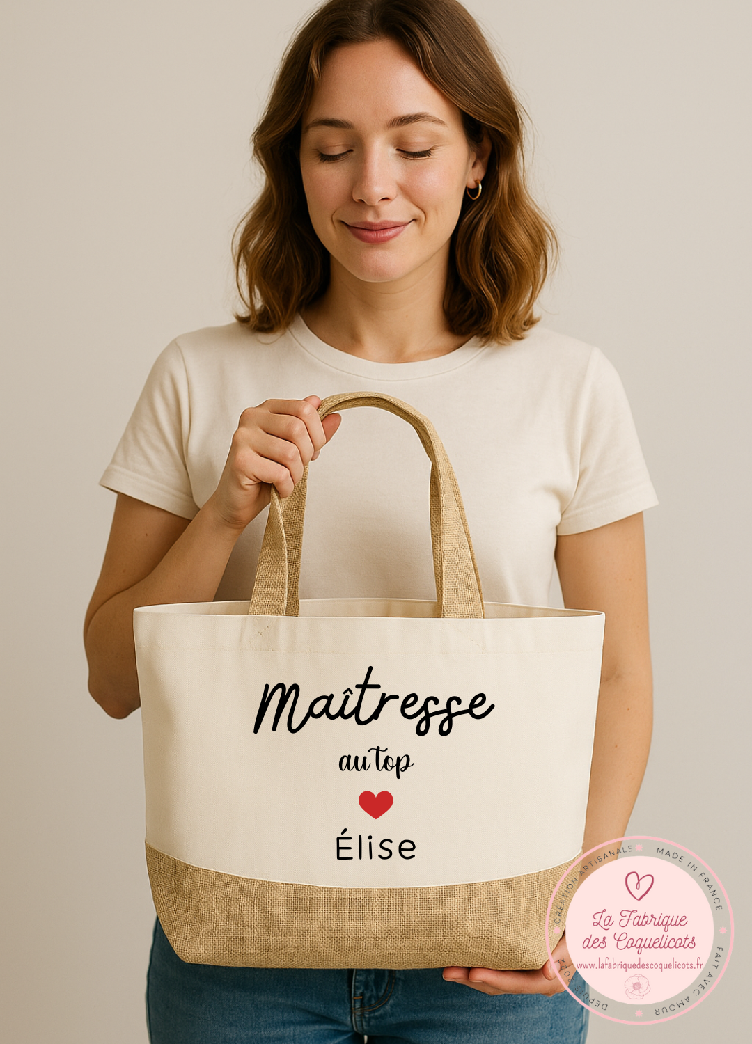 Sac cabas | Grand sac cabas | sac personnalisé | cadeau femme ,idée cadeau femme , sac personnalisé original | nounou | atsem | | maman 2