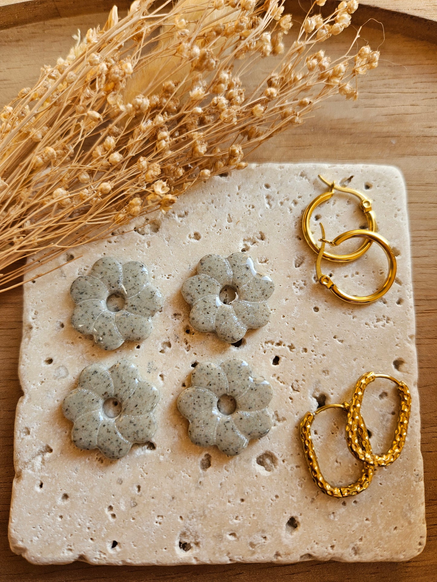 Pampilles interchangeables - par 2 - Collection Noël "Let it Shine" - CAPUCINE - GRANIT ARGENTÉ