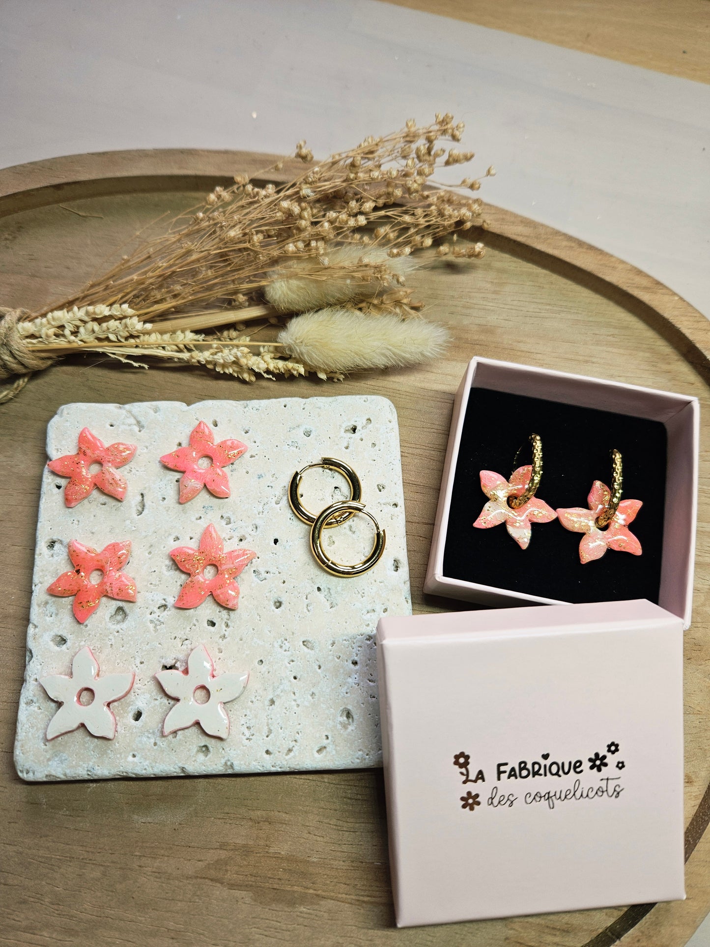 Pampilles interchangeables - par 2 - Collection ST Valentin - LOUISE - Rose & or