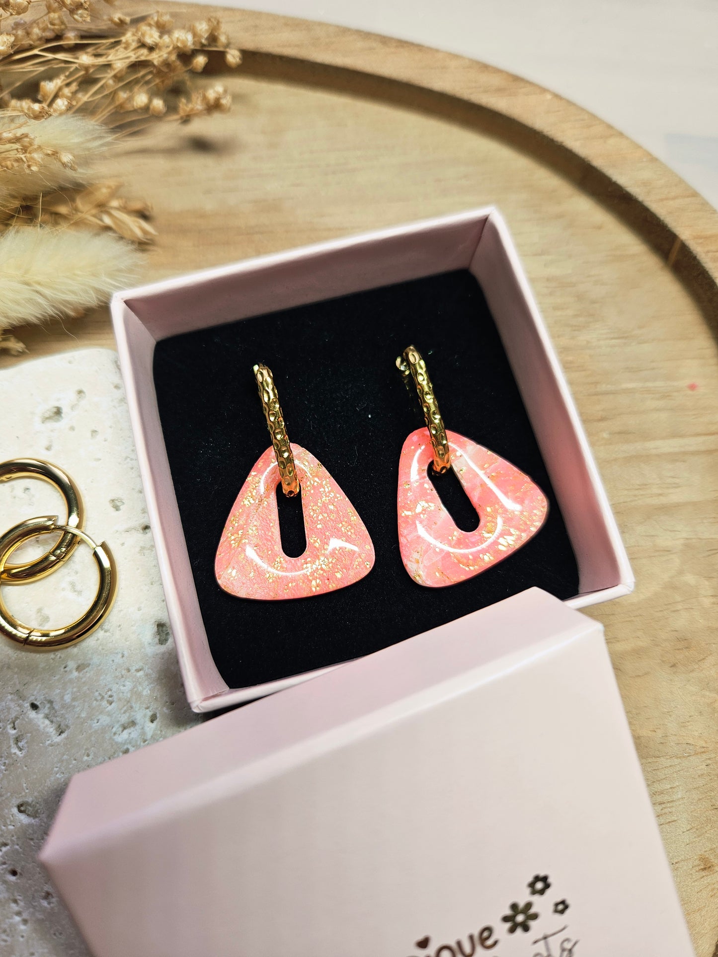 Pampilles interchangeables - par 2 - Collection Saint Valentin - SIMONE - ROSE & OR