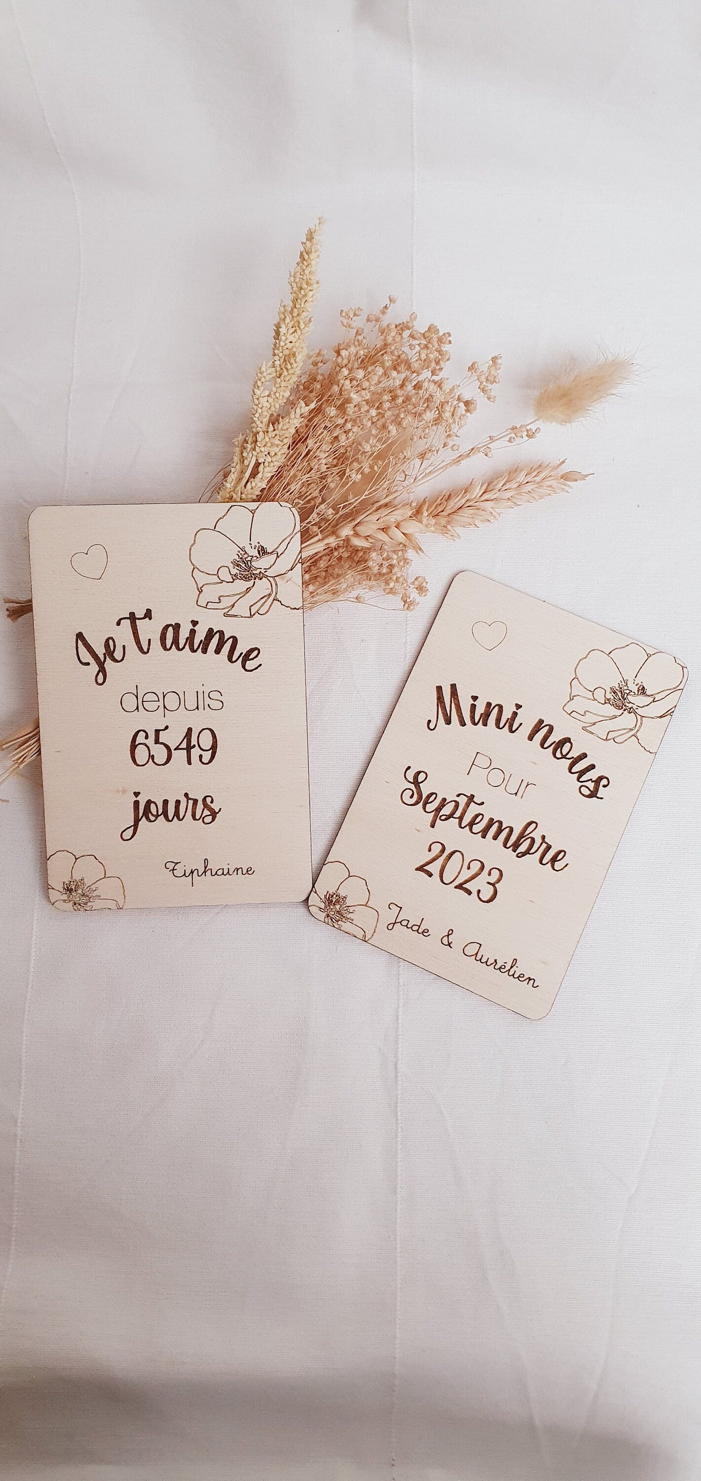 Carte bois couple / cadeau couple, homme femme st valentin/ anniversaire mariage