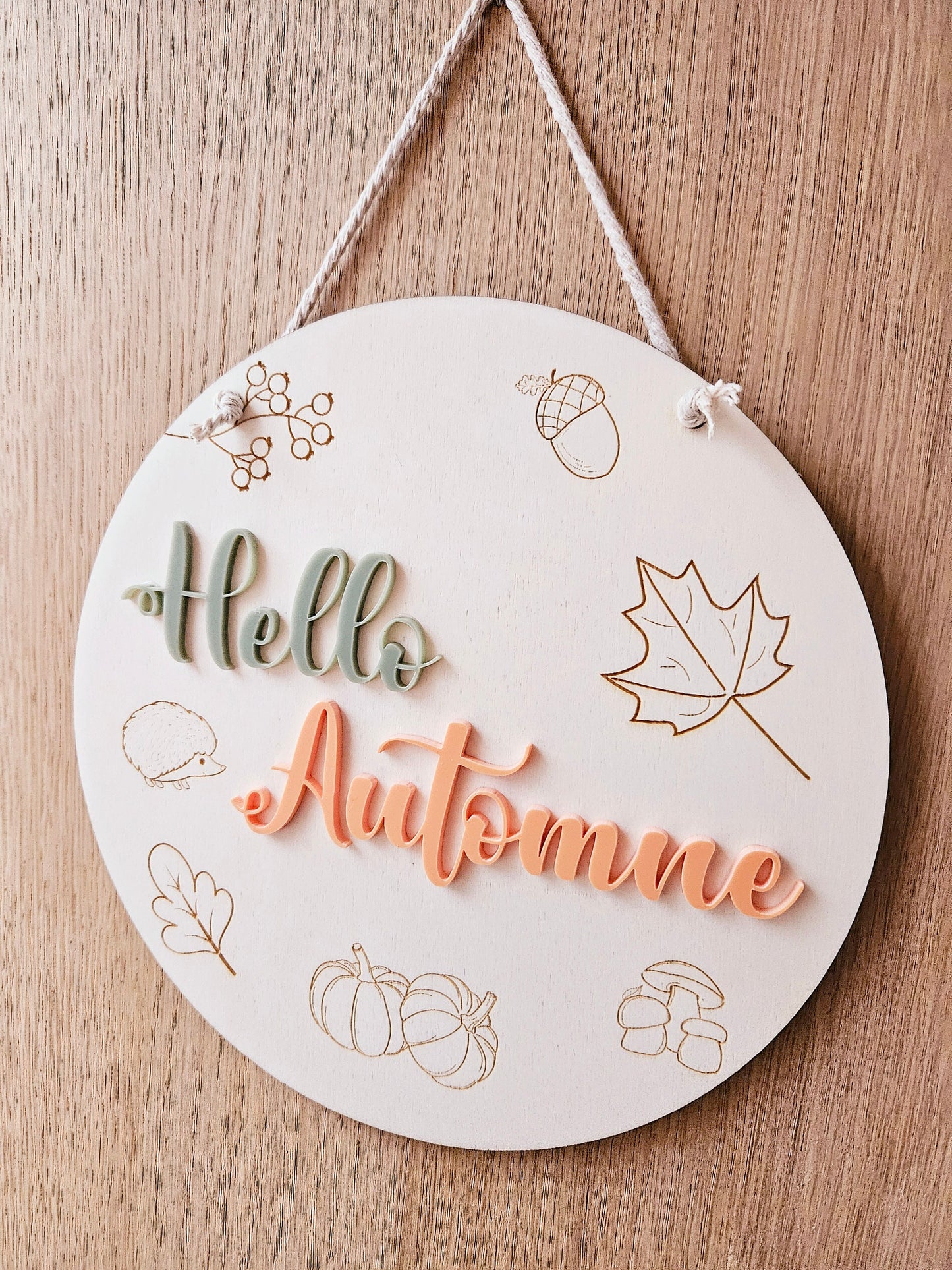 Couronne / suspension / cadre automne, hello fall / hello automne / déco personnalisé / original / citrouille / hérisson /