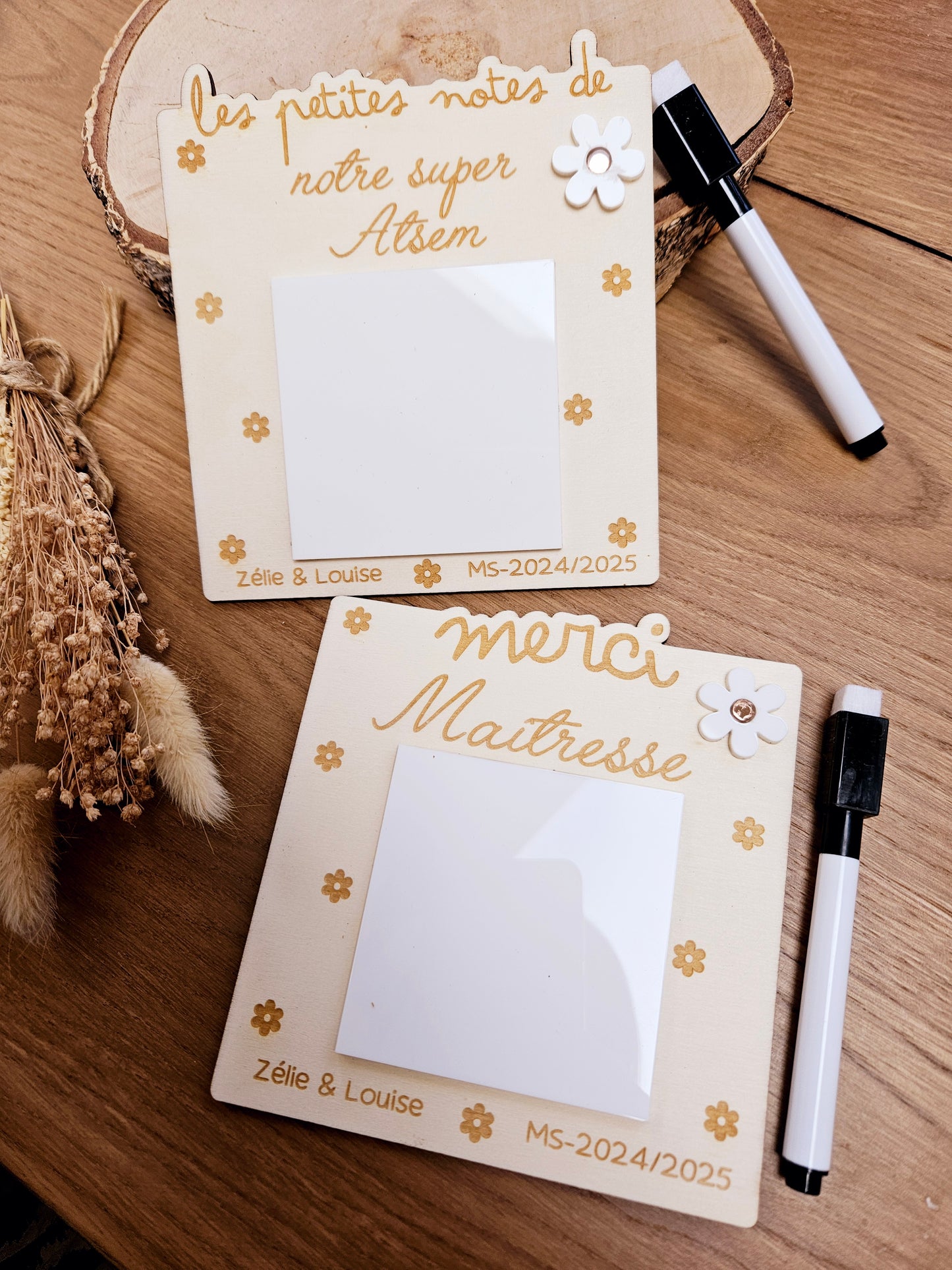 Support post it / Velléda marguerite / fin année scolaire personnalisé | cadeau personnalisé | maîtresse - atsem - nounou - maître - cadeau merci