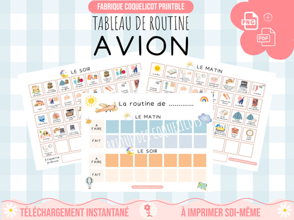 Fichier ROUTINE enfant  / fichier numérique routine semaine / avion