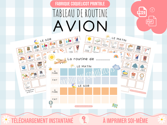 Fichier ROUTINE enfant  / fichier numérique routine semaine / avion