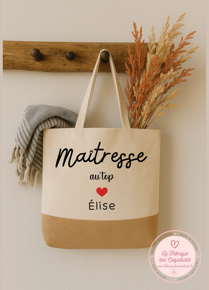 Sac cabas  | Grand sac cabas | sac personnalisé | cadeau femme ,idée cadeau femme , sac personnalisé original | nounou | atsem | | maman 2