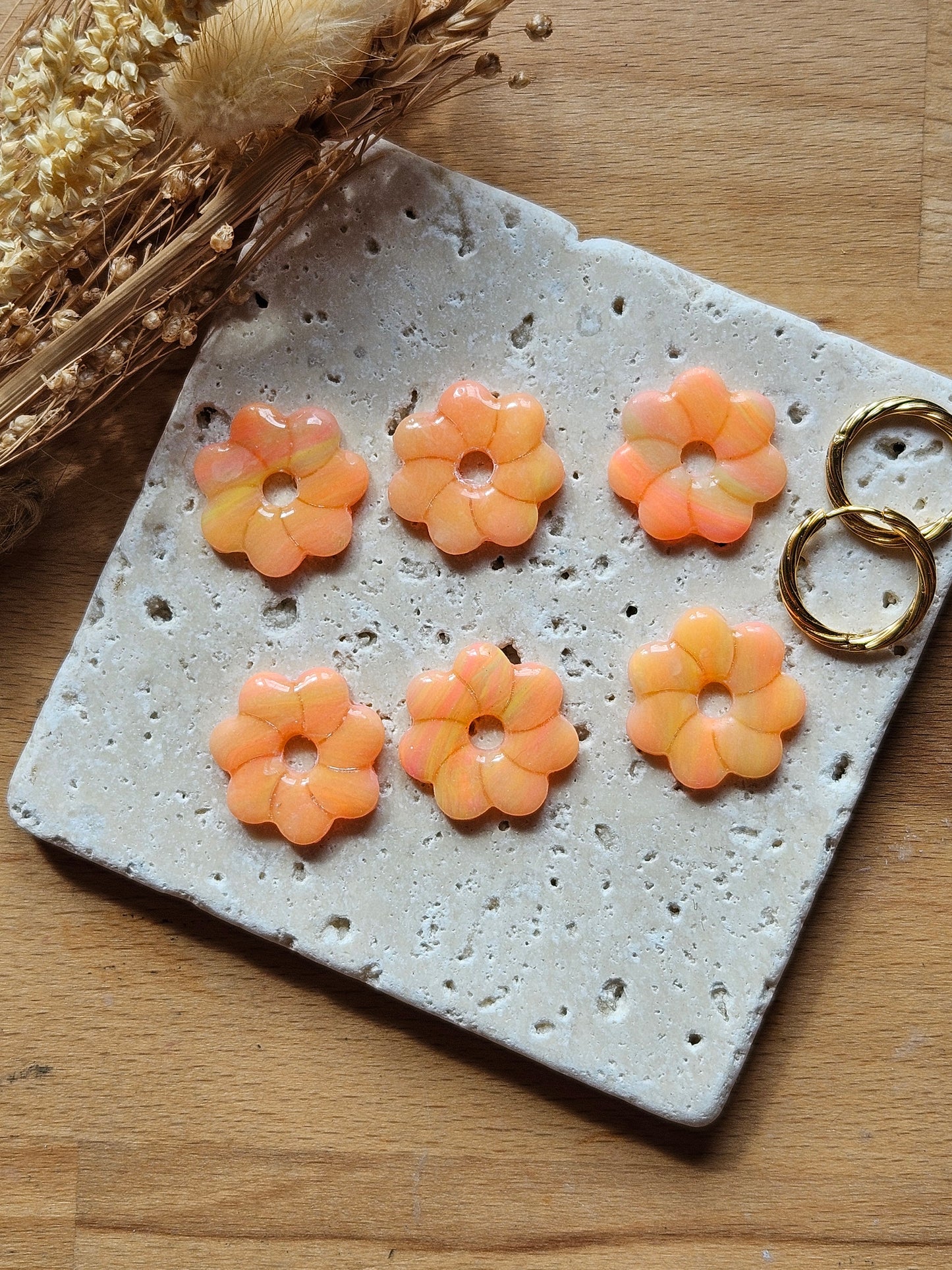 Boucles oreilles interchangeables CAPUCINE - COLLECTION SUMMER - MARBRÉ FLUO