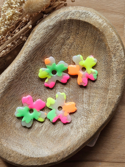 Boucles oreilles interchangeables ZOE - COLLECTION SUMMER - FLEUR FLUO
