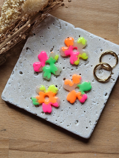 Boucles oreilles interchangeables ZOE - COLLECTION SUMMER - FLEUR FLUO