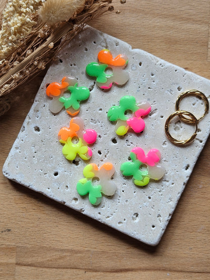 Boucles oreilles interchangeables GEORGETTE - COLLECTION SUMMER -  FLEURS FLUO