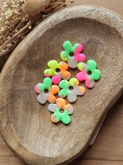 Boucles oreilles interchangeables GEORGETTE - COLLECTION SUMMER -  FLEURS FLUO