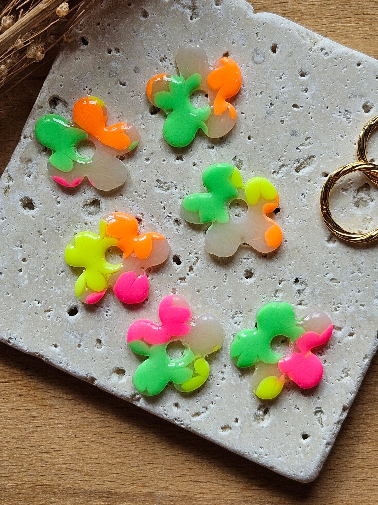 Boucles oreilles interchangeables GEORGETTE - COLLECTION SUMMER -  FLEURS FLUO