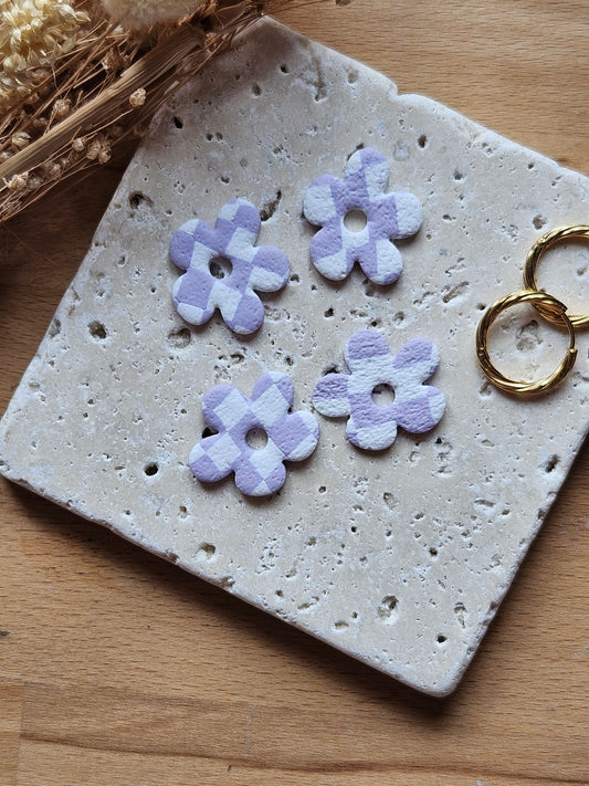 Pampilles interchangeables - par 2 - GEORGETTE - COLLECTION SUMMER -  DAMIER MAUVE