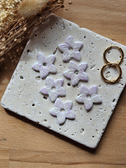 Pampilles interchangeables - par 2 - COLLECTION SUMMER - ANNIE - BLANC PRINT MAUVE