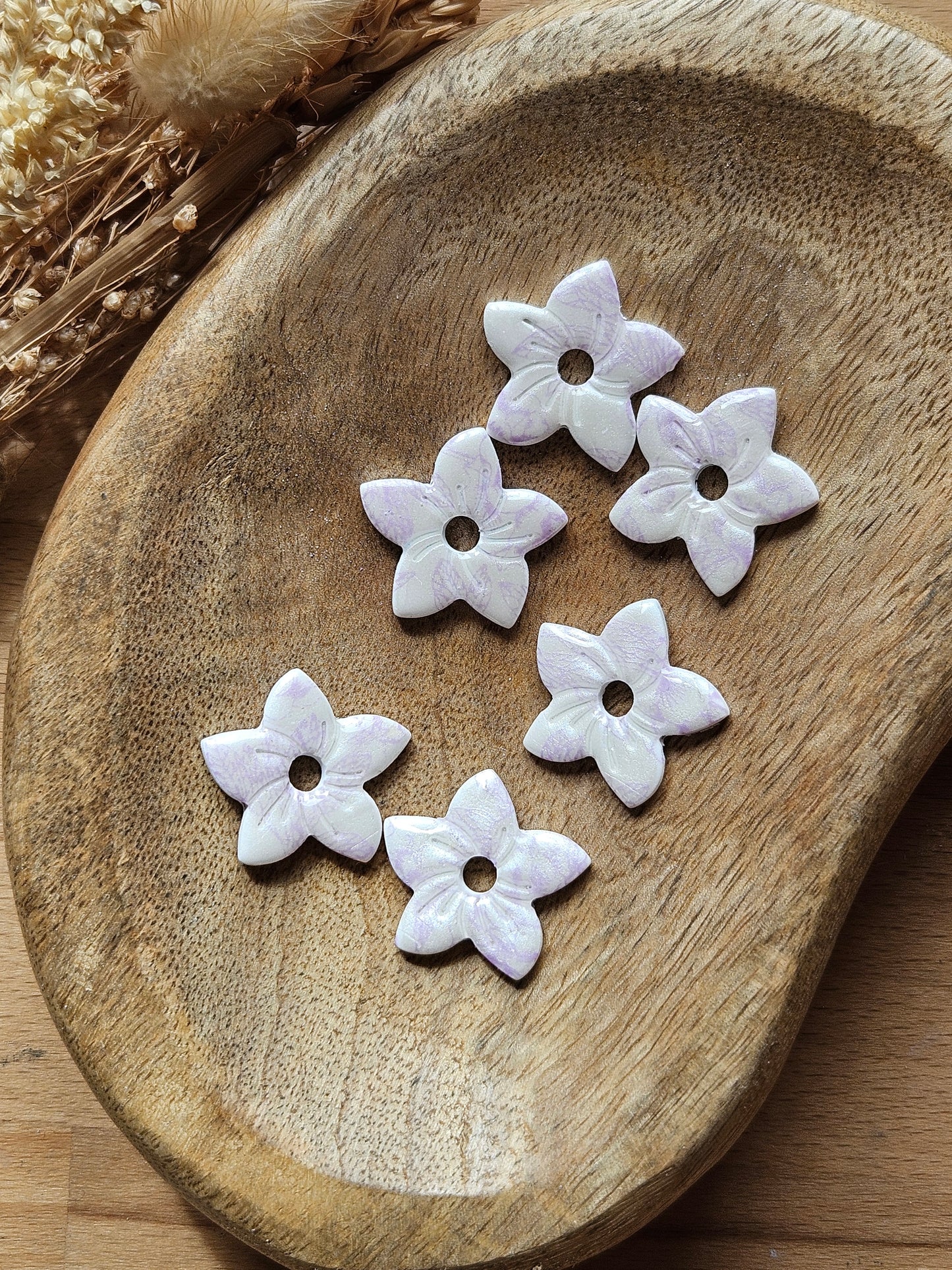 Pampilles interchangeables - par 2 - COLLECTION SUMMER - ANNIE - BLANC PRINT MAUVE