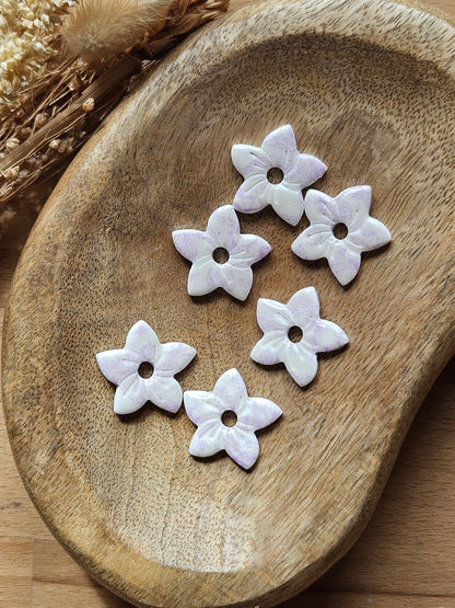 Pampilles interchangeables - par 2 - COLLECTION SUMMER - ANNIE - BLANC PRINT MAUVE