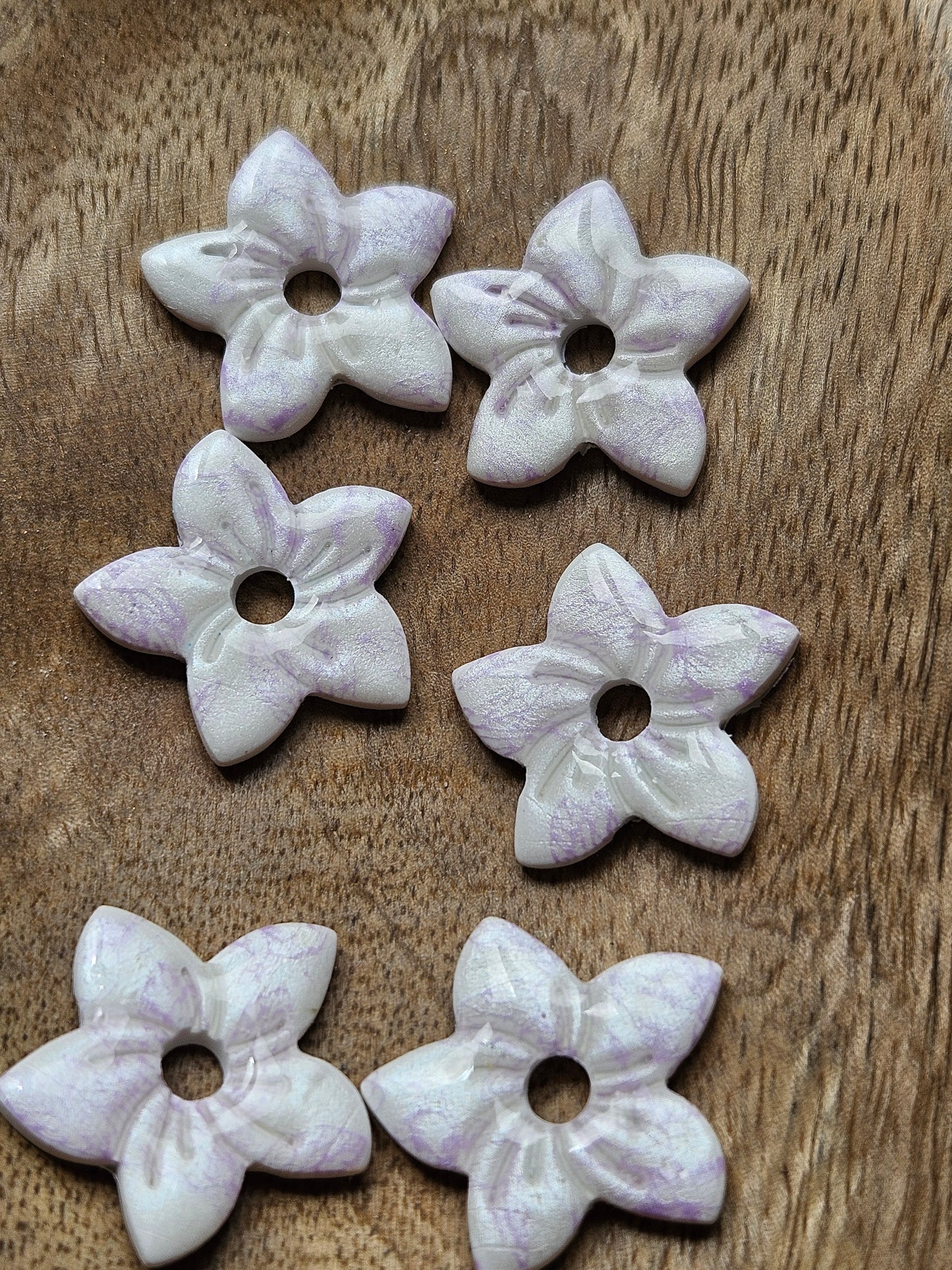 Pampilles interchangeables - par 2 - COLLECTION SUMMER - ANNIE - BLANC PRINT MAUVE