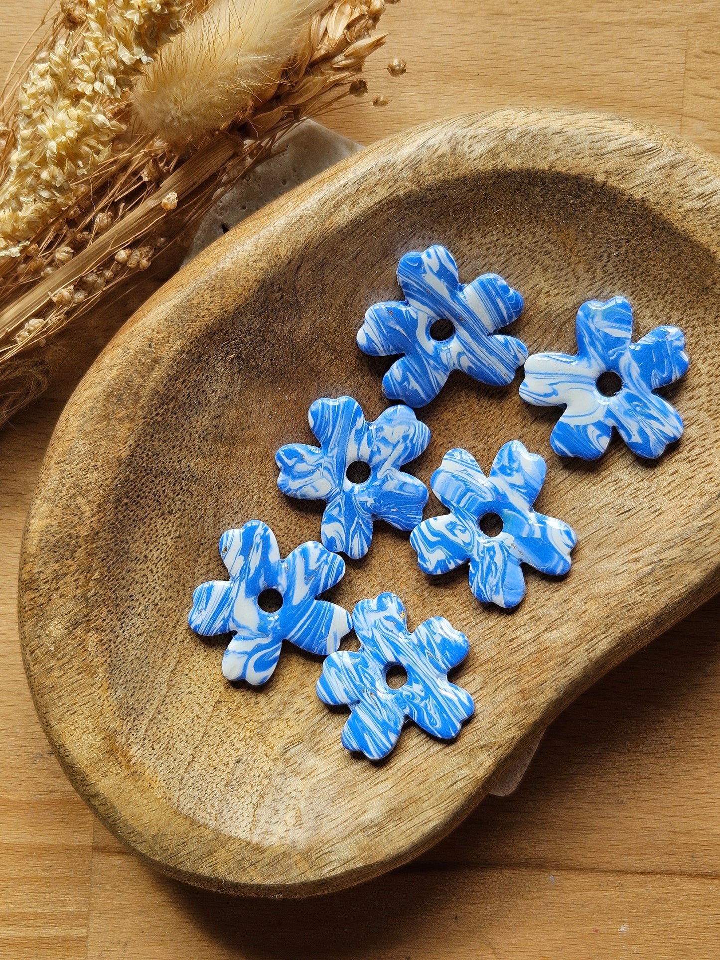 Pampilles interchangeables - par 2 - ZOE - COLLECTION SUMMER - MARBRE BLEU SEA