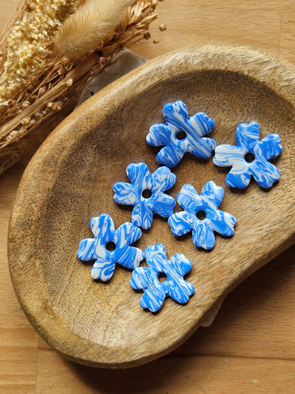 Pampilles interchangeables - par 2 - ZOE - COLLECTION SUMMER - MARBRE BLEU SEA