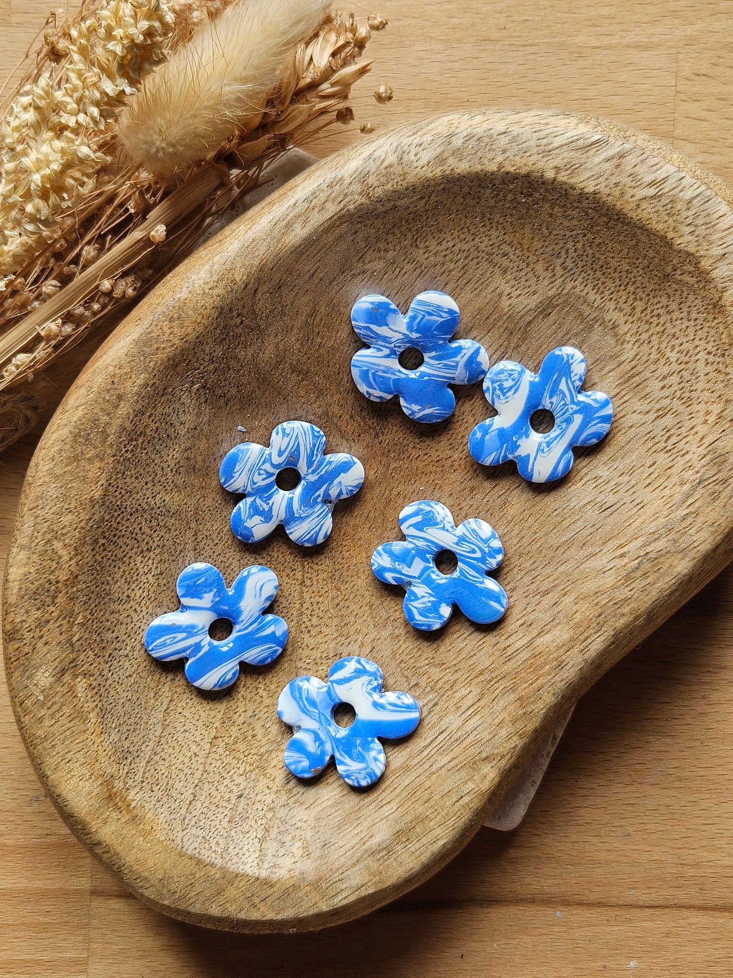 Pampilles interchangeables - par 2 - GEORGETTE - COLLECTION SUMMER -  MARBRE BLEU SEA