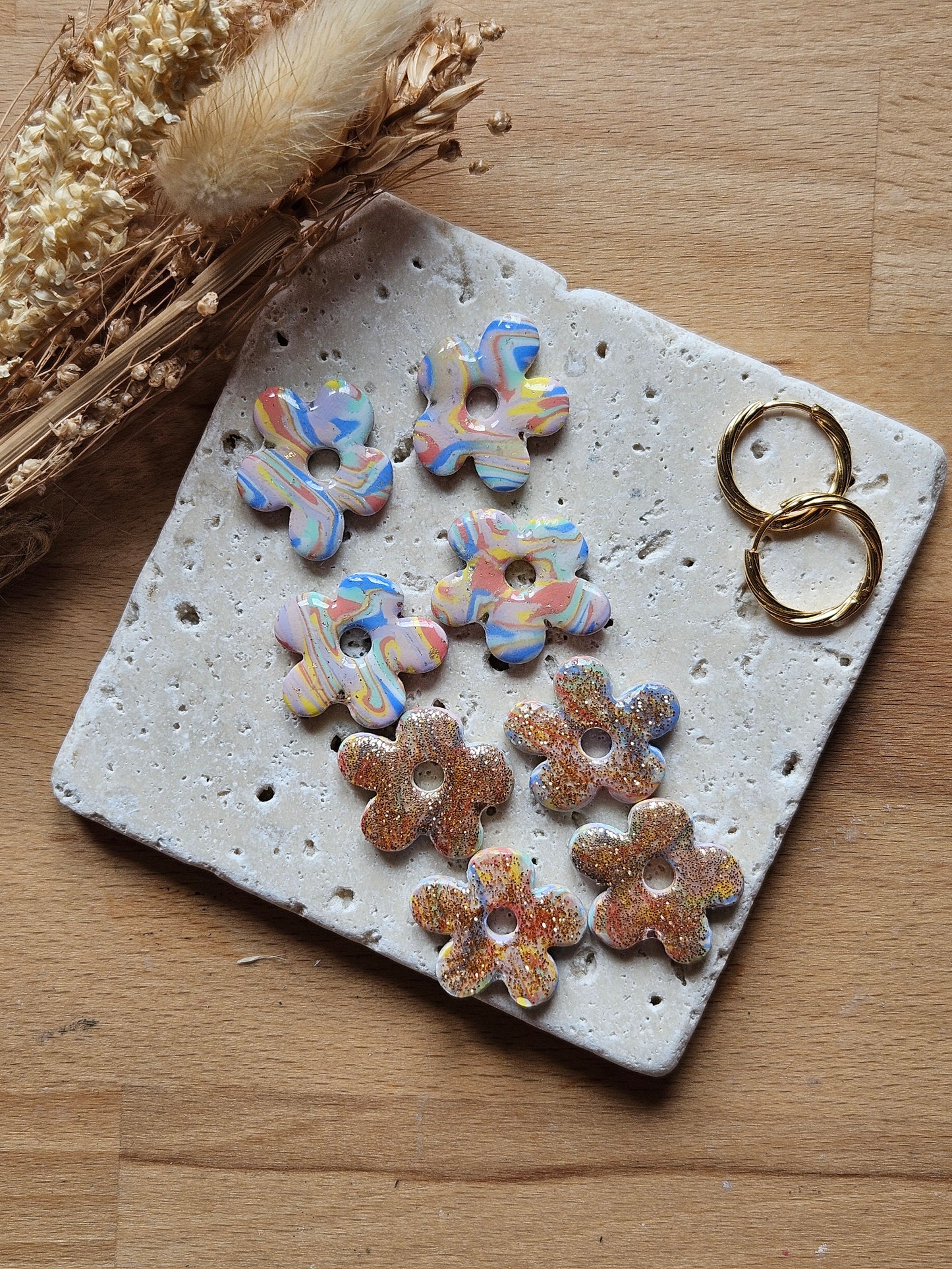 Pampilles interchangeables - par 2 -GEORGETTE - COLLECTION SUMMER -  RAINBOW PAILLETTE REVERSIBLE