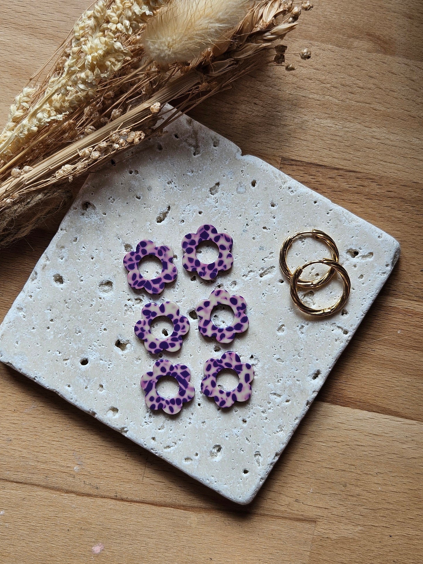 Pampilles interchangeables - par 2 -ZELIE - COLLECTION SUMMER - MAUVE TACHE