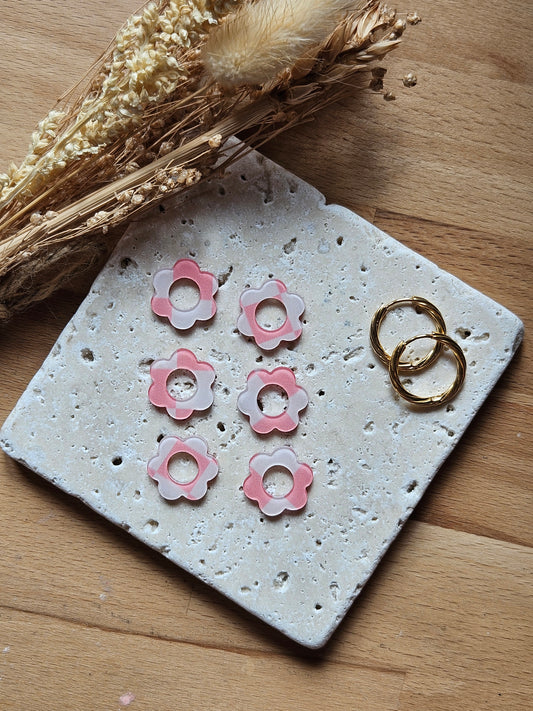 Pampilles interchangeables - par 2 - ZELIE - COLLECTION SUMMER - CARREAU VIEUX ROSE