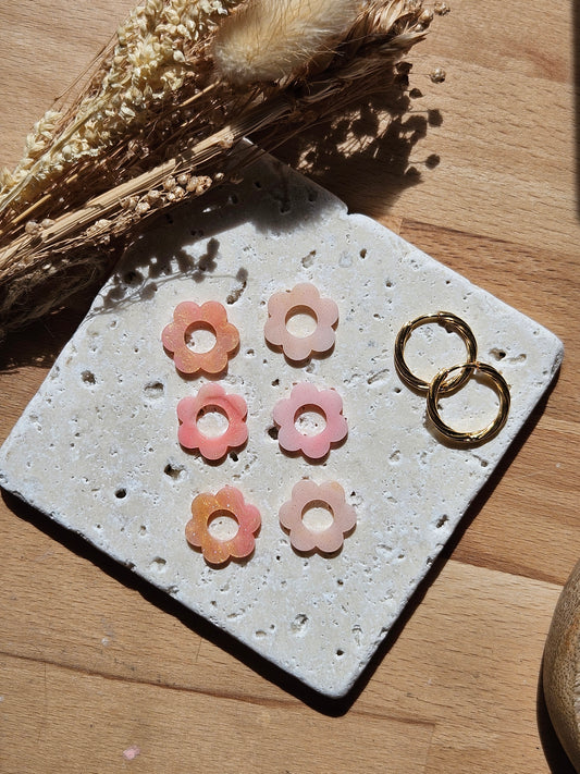 Pampilles interchangeables - par 2 - ZELIE - COLLECTION SUMMER - MARBRE ROSE PAILLETTE