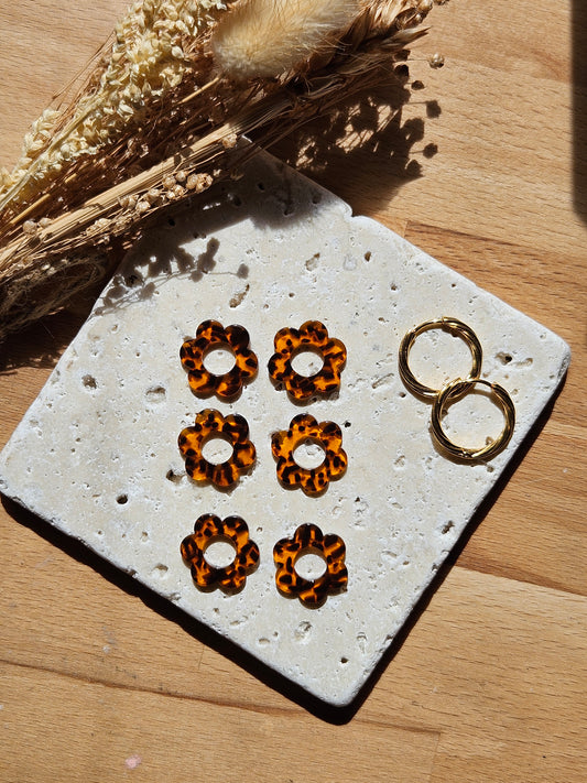 Pampilles interchangeables - par 2 - ZELIE - COLLECTION SUMMER - TERRAZZO MARRON