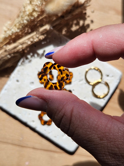 Pampilles interchangeables - par 2 - ZELIE - COLLECTION SUMMER - TERRAZZO MARRON