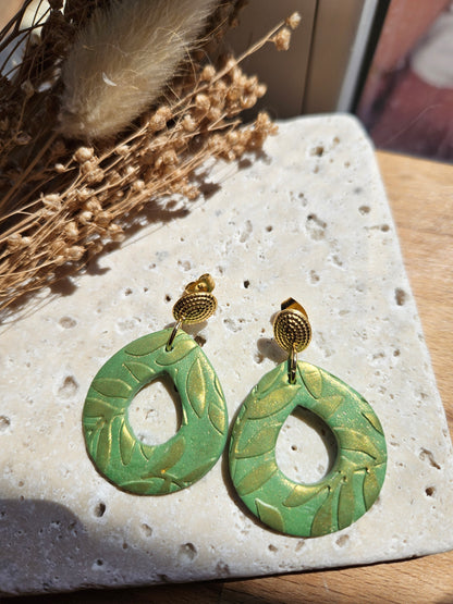 Boucles oreilles - COLLECTION SUMMER - VERT FEUILLE OR