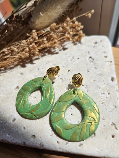 Boucles oreilles - COLLECTION SUMMER - VERT FEUILLE OR