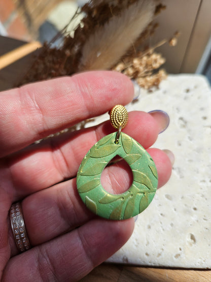 Boucles oreilles - COLLECTION SUMMER - VERT FEUILLE OR