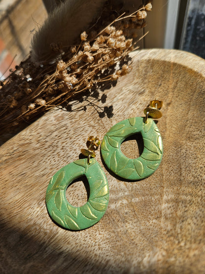 Boucles oreilles - COLLECTION SUMMER - VERT FEUILLE OR