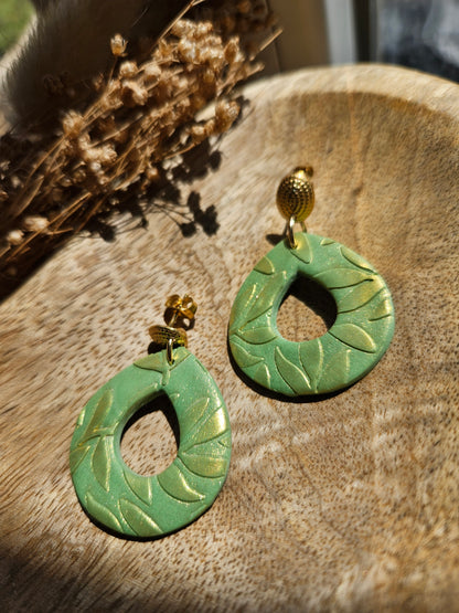 Boucles oreilles - COLLECTION SUMMER - VERT FEUILLE OR