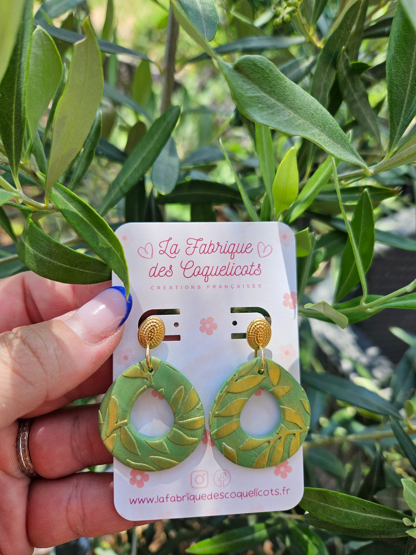 Boucles oreilles - COLLECTION SUMMER - VERT FEUILLE OR