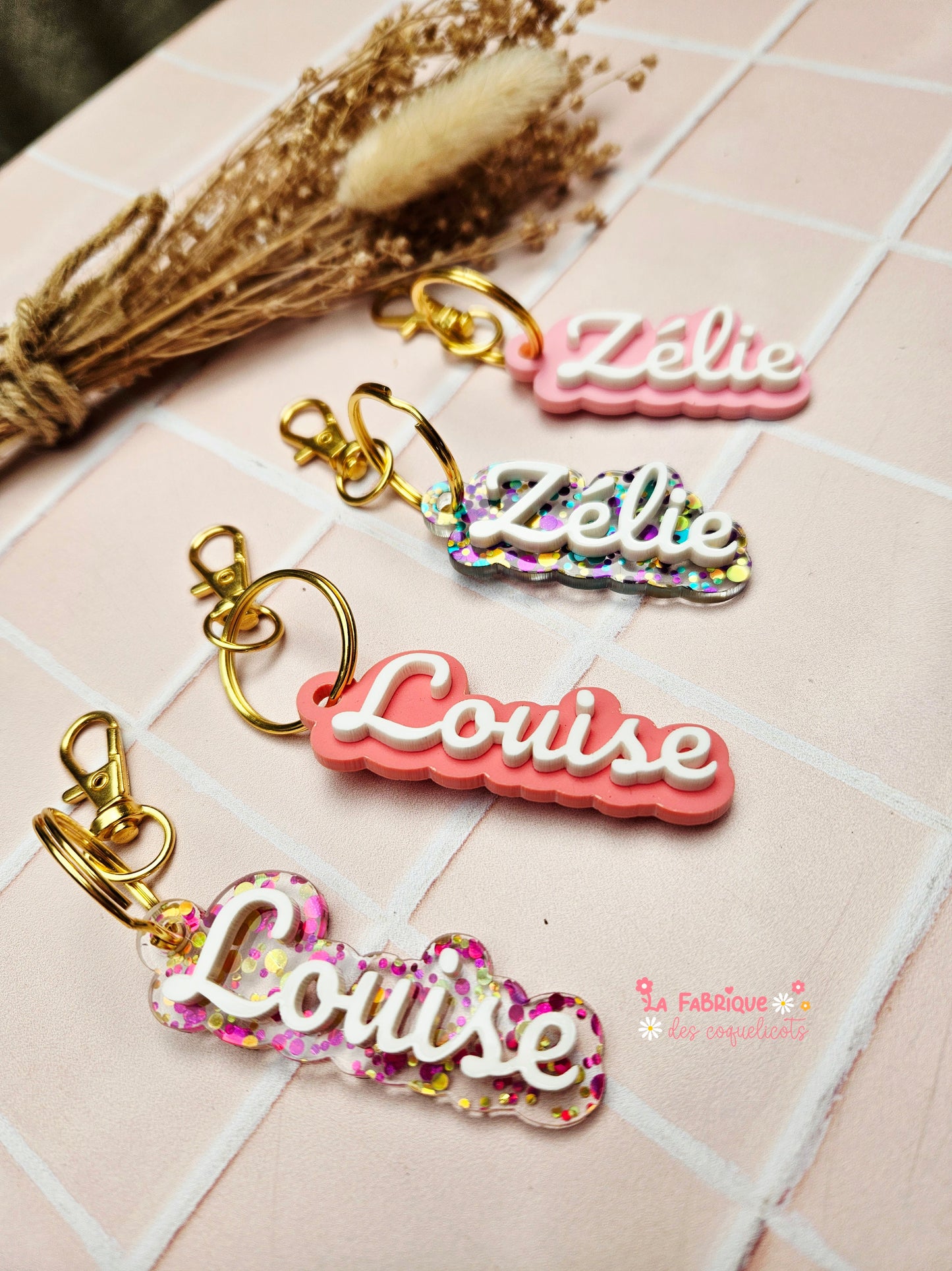 Porte clé plexi prénom