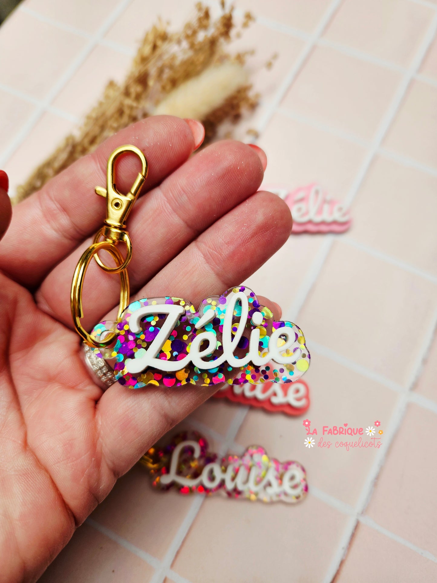 Porte clé plexi prénom