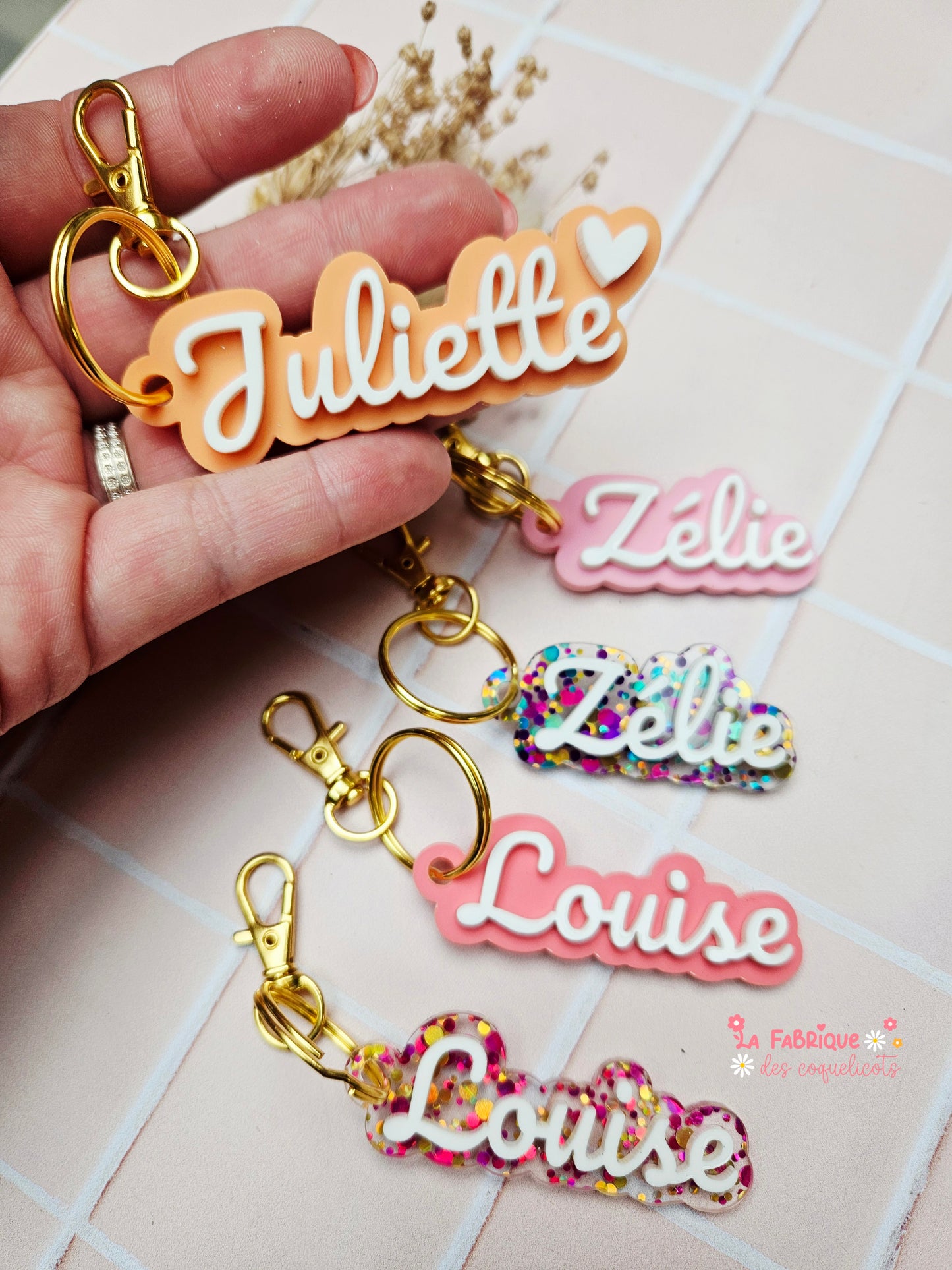 Porte clé plexi prénom