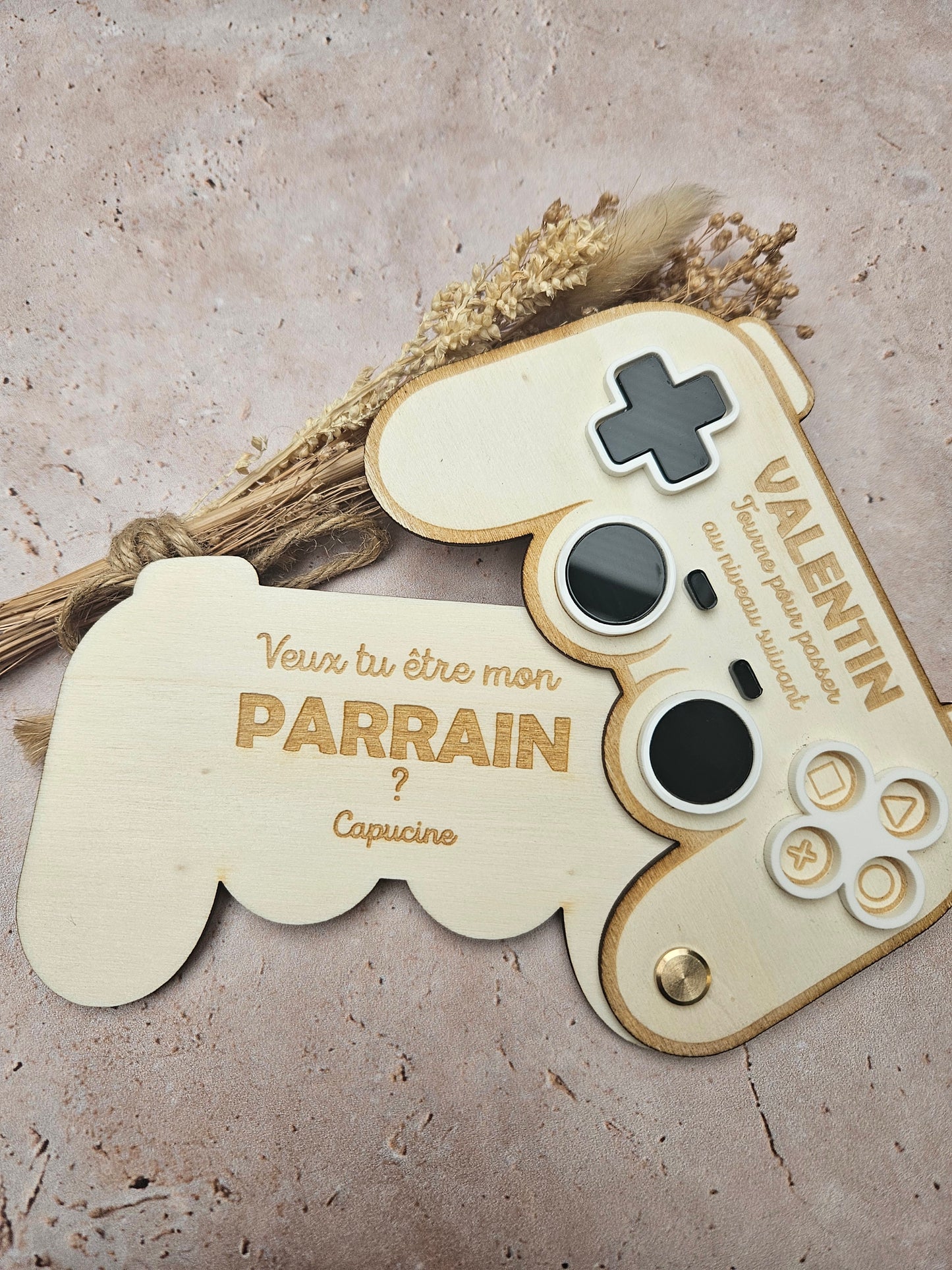 Demande surprise personnalisée -  manette de jeu vidéo - demande parrain marraine annonce tonton témoin