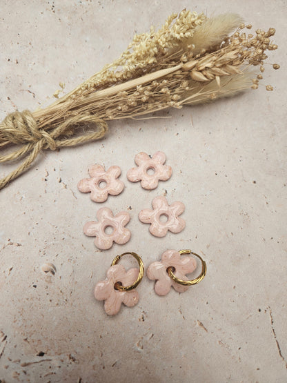 Pampilles interchangeables - par 2 - COLLECTION FALL IN LOVE - GEORGETTE FEUILLE ROSE MARBRÉ