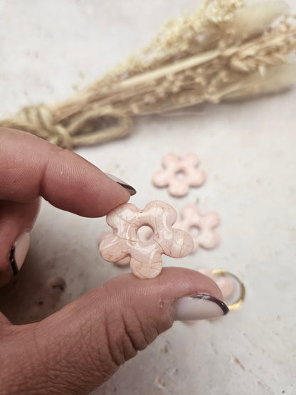 Pampilles interchangeables - par 2 - COLLECTION FALL IN LOVE - GEORGETTE FEUILLE ROSE MARBRÉ