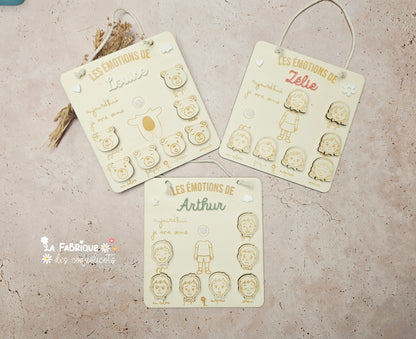 Tableau des émotions en bois personnalisé pour enfant