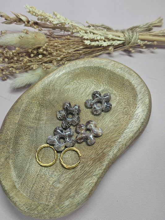 Pampilles interchangeables - par 2 -DROP OCTOBRE - GEORGETTE MARBRE CHOCO