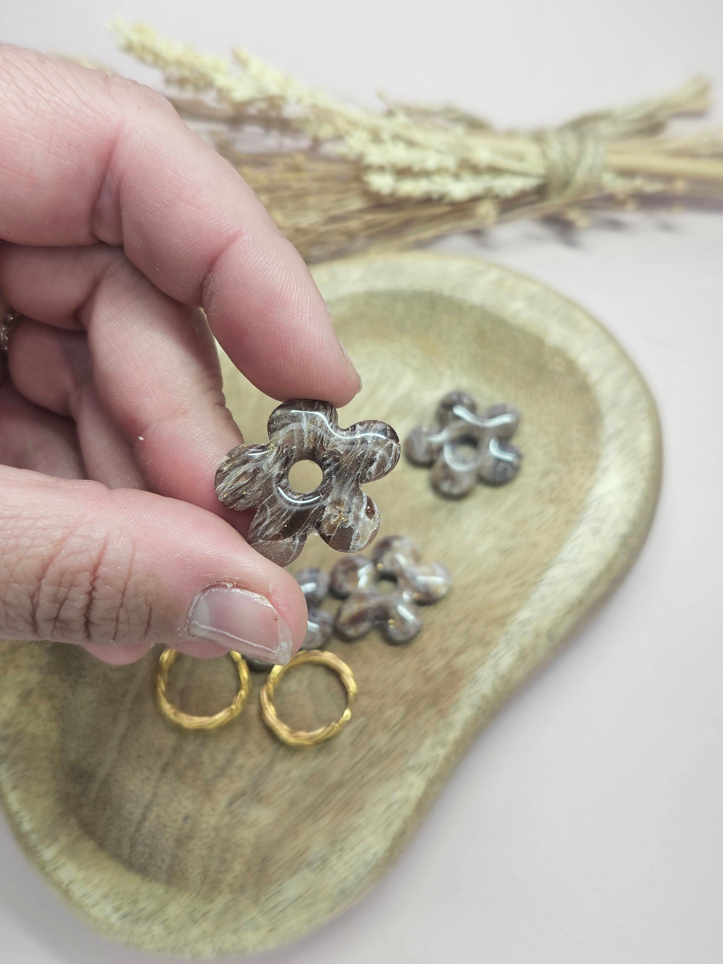 Pampilles interchangeables - par 2 -DROP OCTOBRE - GEORGETTE MARBRE CHOCO