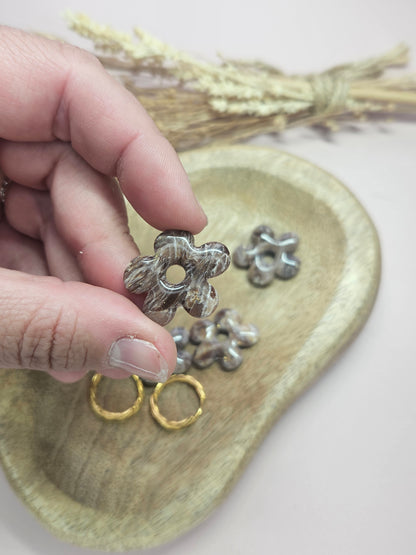 Pampilles interchangeables - par 2 -DROP OCTOBRE - GEORGETTE MARBRE CHOCO