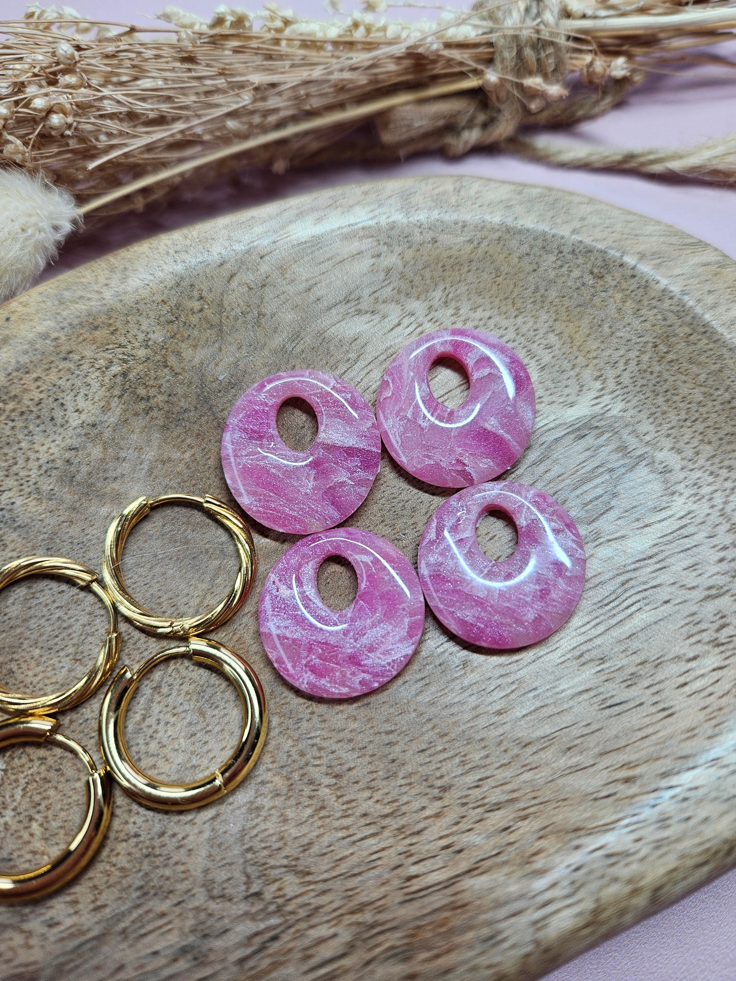 Pampilles interchangeables - par 2 -DROP OCTOBRE - AURORE MARBRÉ ROSE