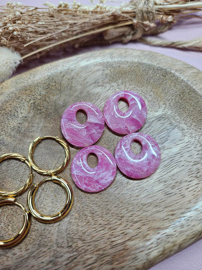 Pampilles interchangeables - par 2 -DROP OCTOBRE - AURORE MARBRÉ ROSE