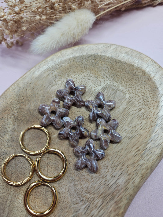 Pampilles interchangeables - par 2 -DROP OCTOBRE - ALBA MARBRE CHOCO