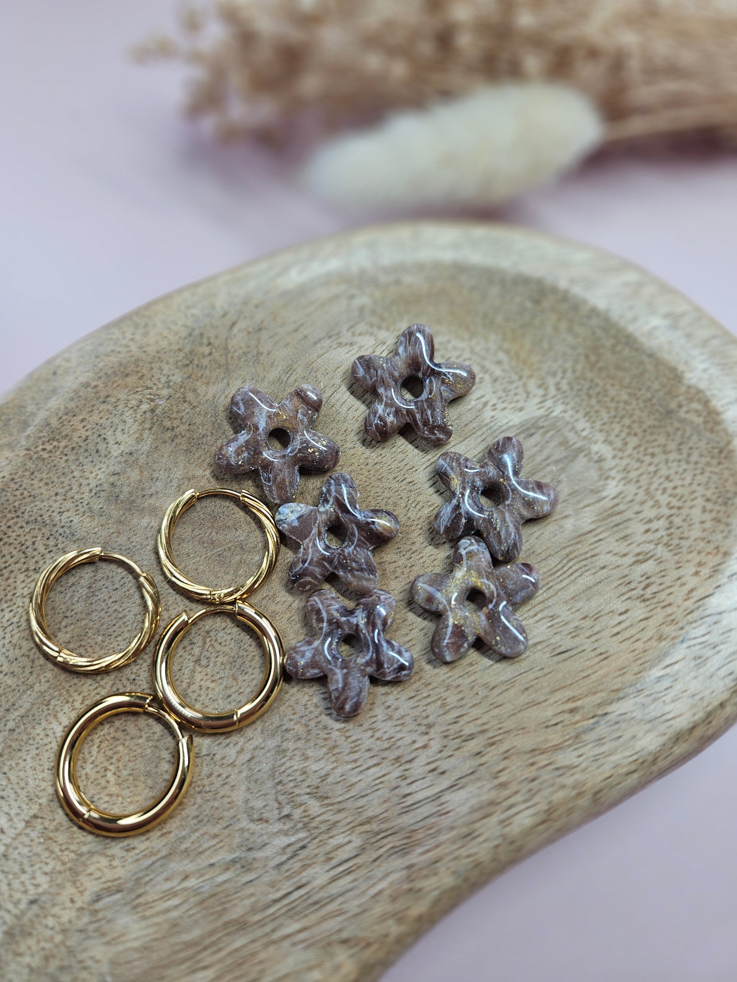 Pampilles interchangeables - par 2 -DROP OCTOBRE - ALBA MARBRE CHOCO